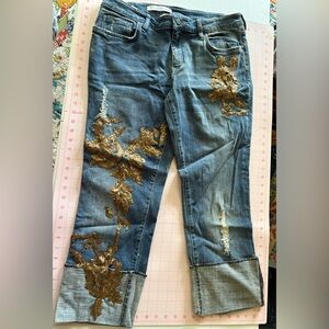 Pilcro and the Letterpress Denim with Gold Floral Detail - 14/16